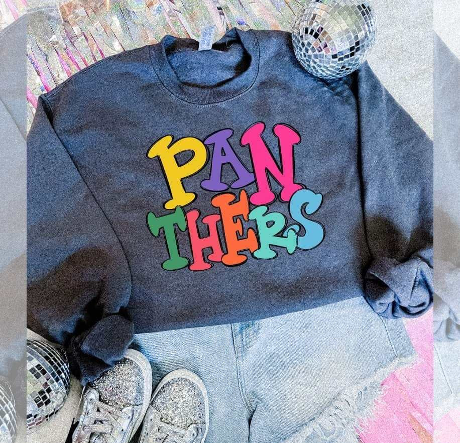 Panthers colorful bubble font (S&G) 64508 DTF transfer