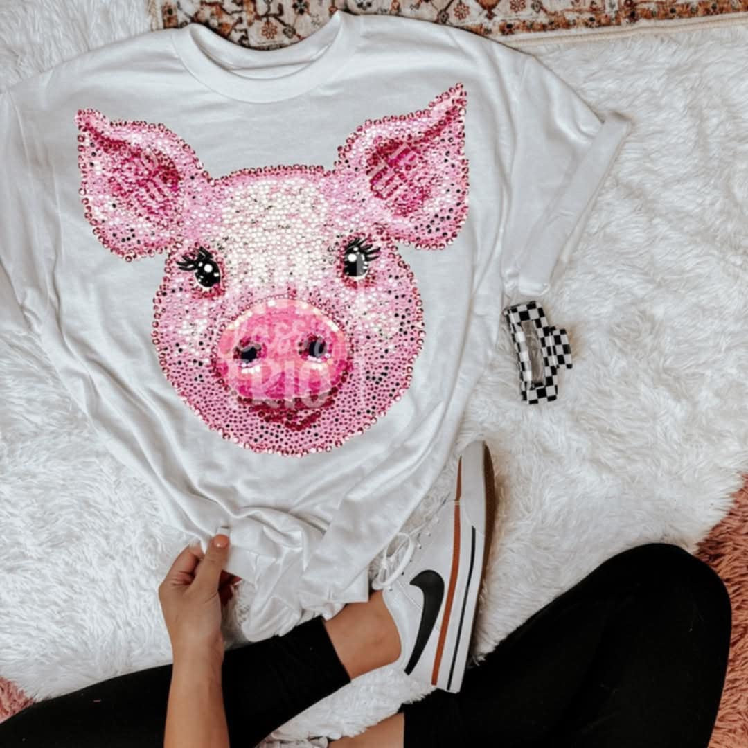 Rhinestone pig (Classy) 95279 DTF transfer