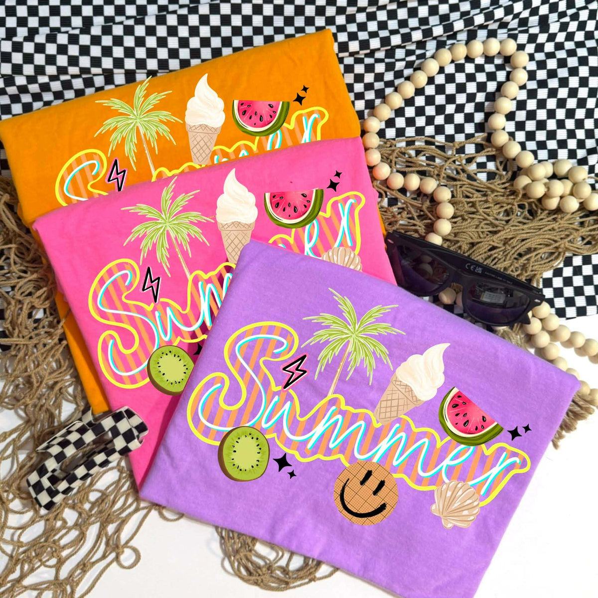 Summer cursive stripes Sunday Special DTF transfer