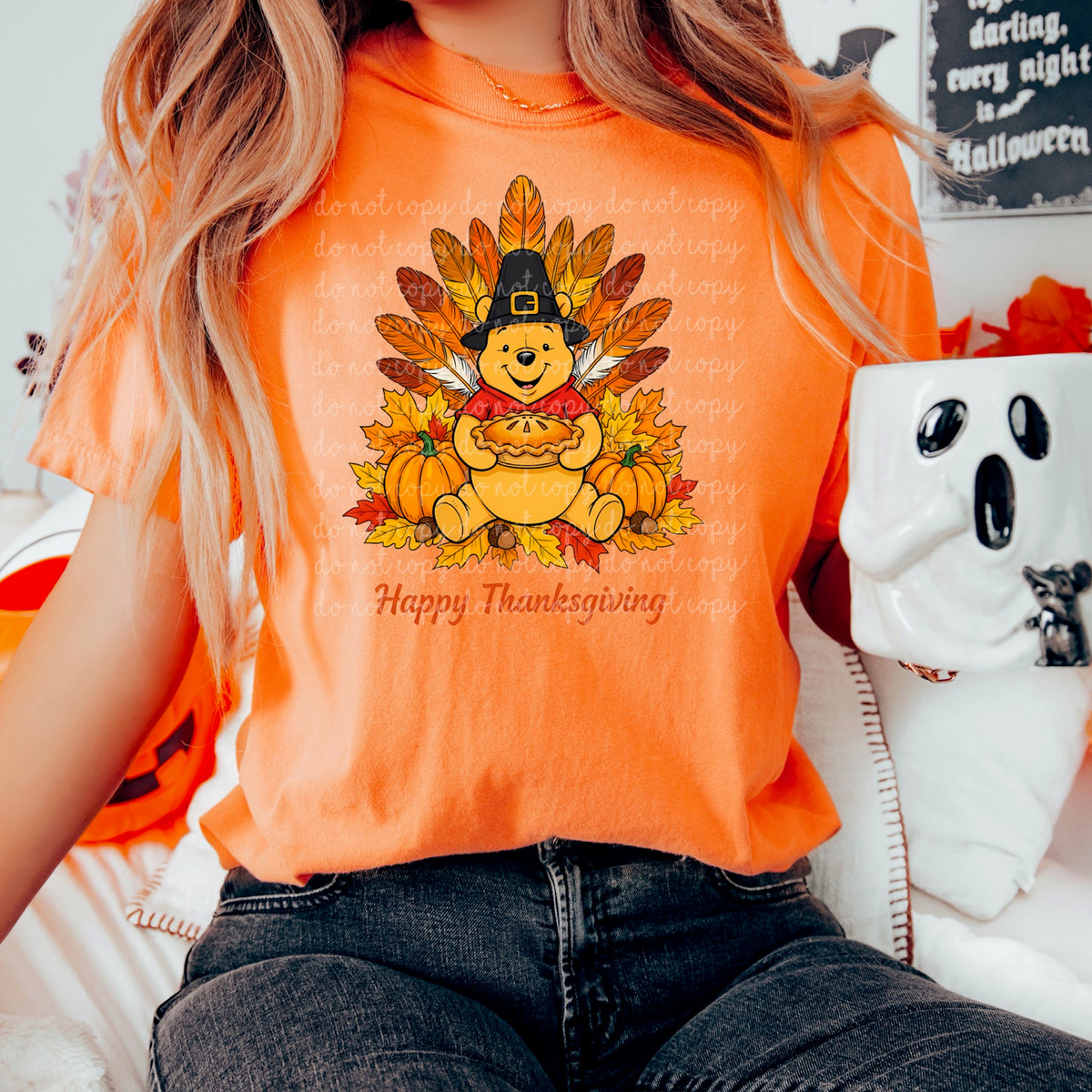 Happy Thanksgiving yellow bear 115127 DTF transfer