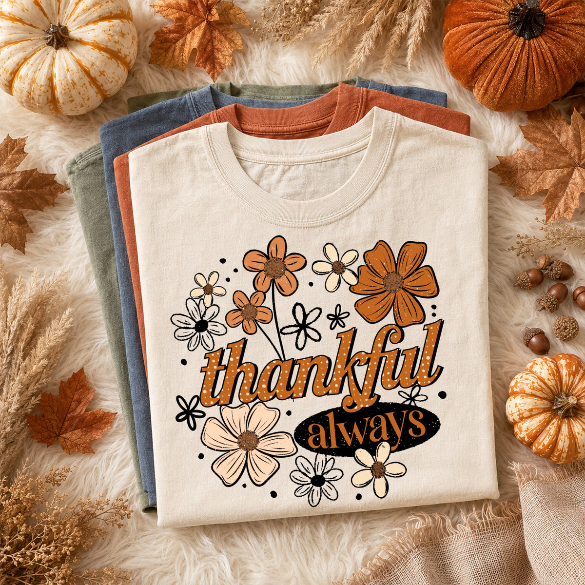 Thankful always florals (CSC) DTF Transfer