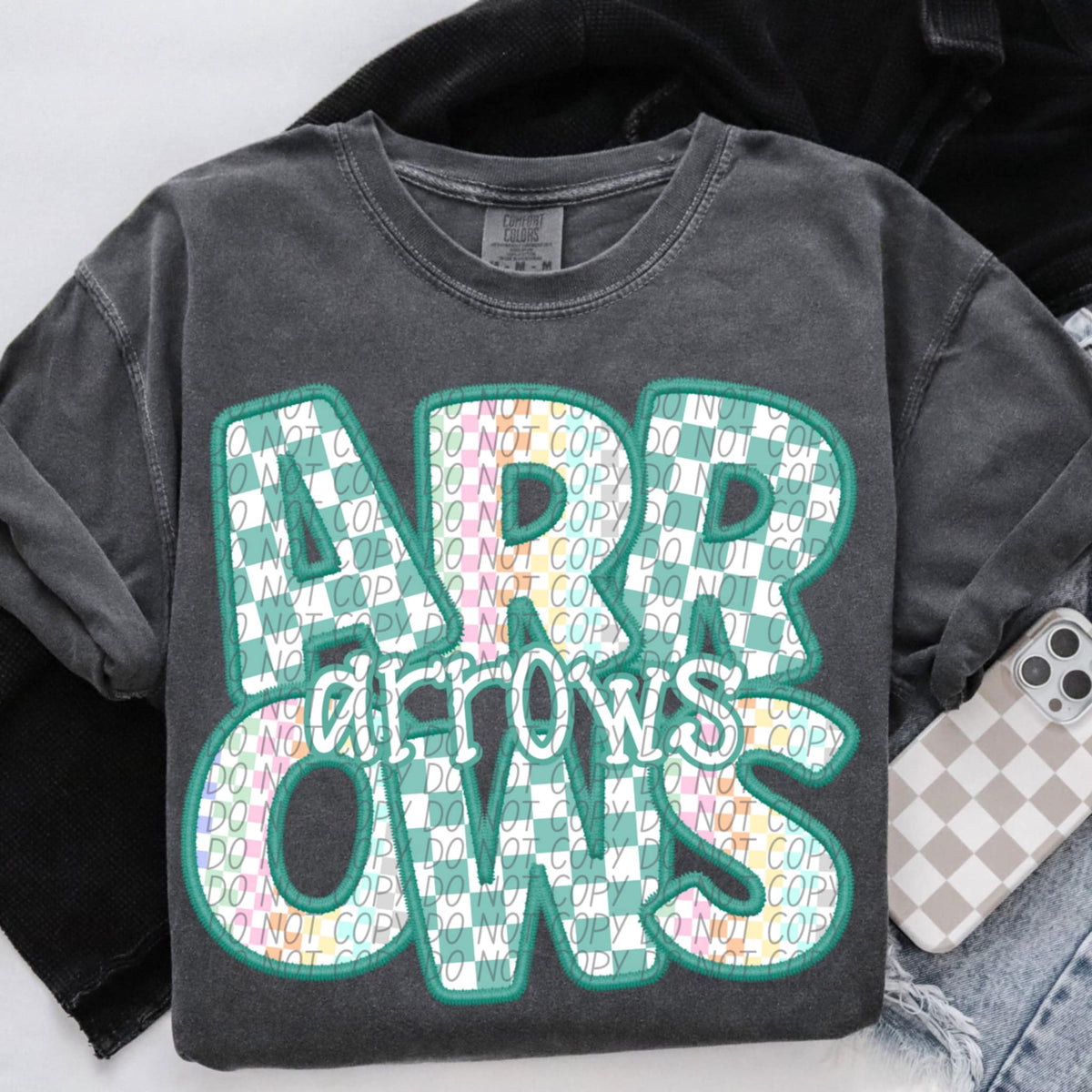 Arrows blue and colorful checkered (CITY) 85491 DTF transfer