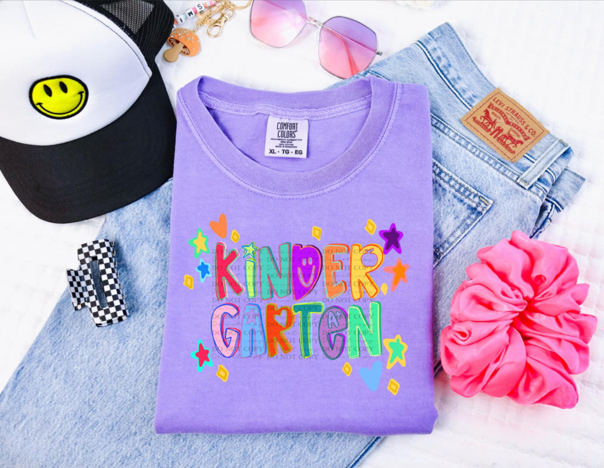 Kindergarten colorful stars 107613 DTF transfer