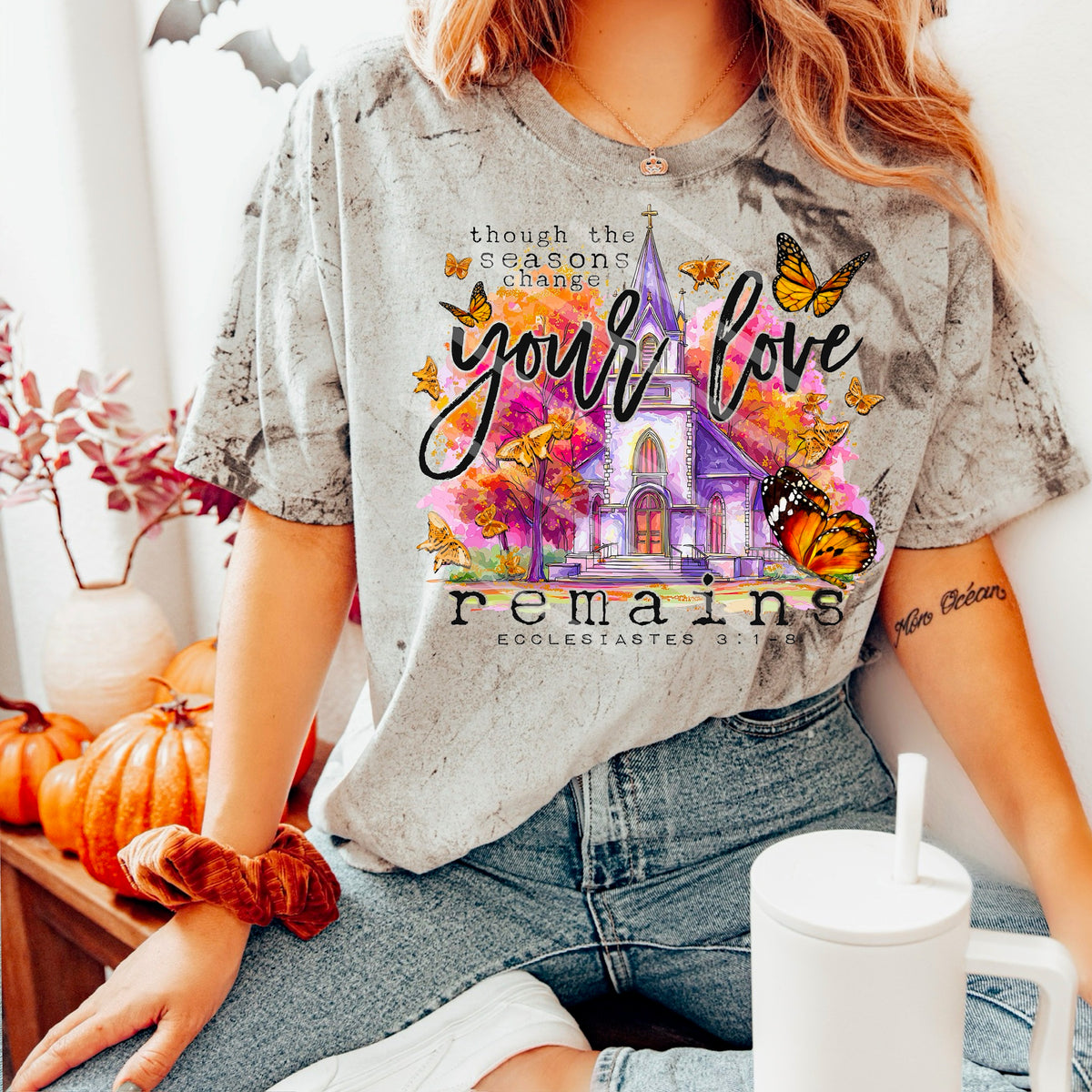 Your Love Remains Church and butterflies 114123 DTF Transfer