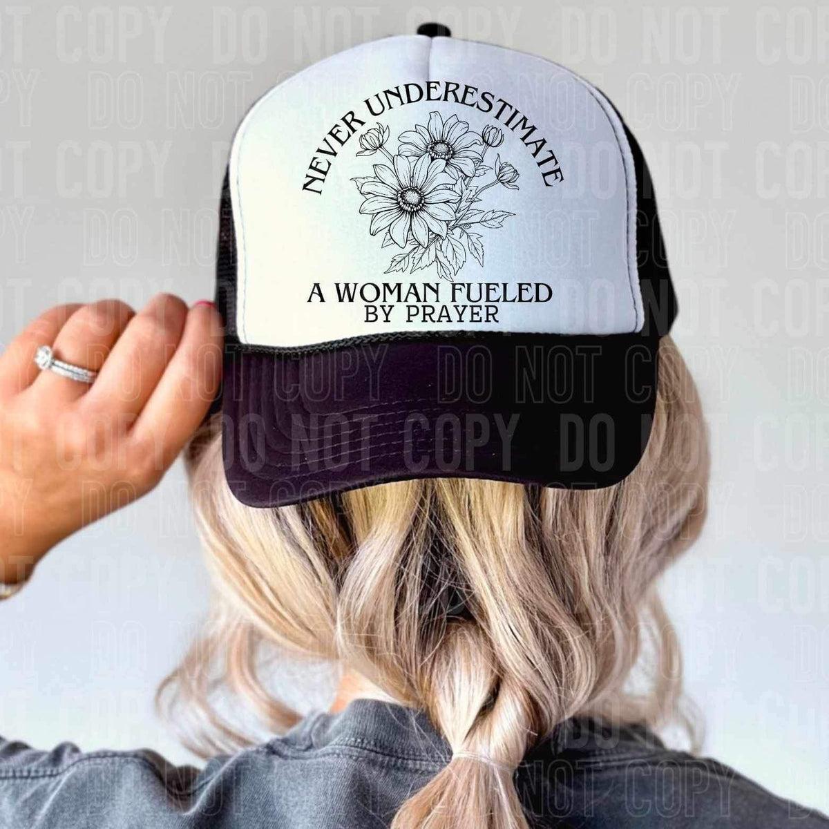 Never underestimate a woman fueled by prayer (SBB) 34403 DTF Transfer