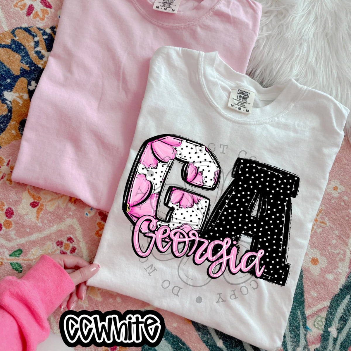 GA Georgia pink flowers (SWD) 94506 DTF transfer
