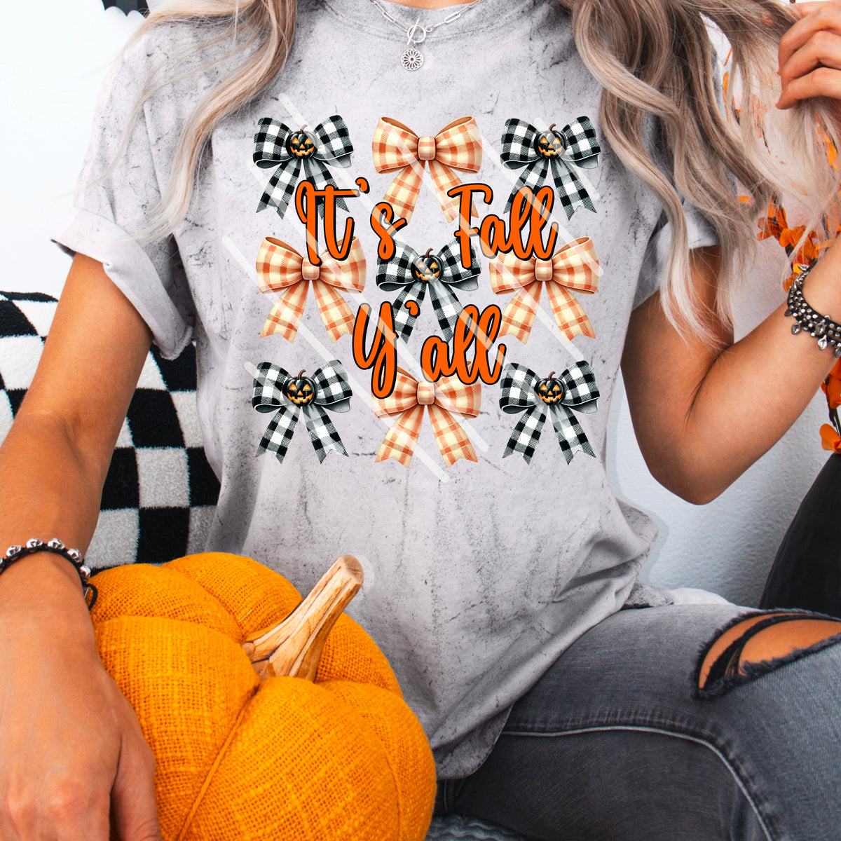 Its Fall Yall Plaid Bows DTF transfer