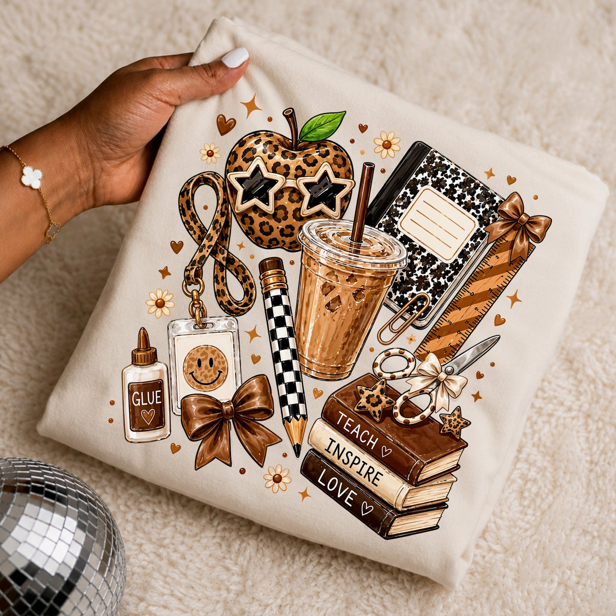 Brown and leopard school supplies Sunday Special DTF transfer