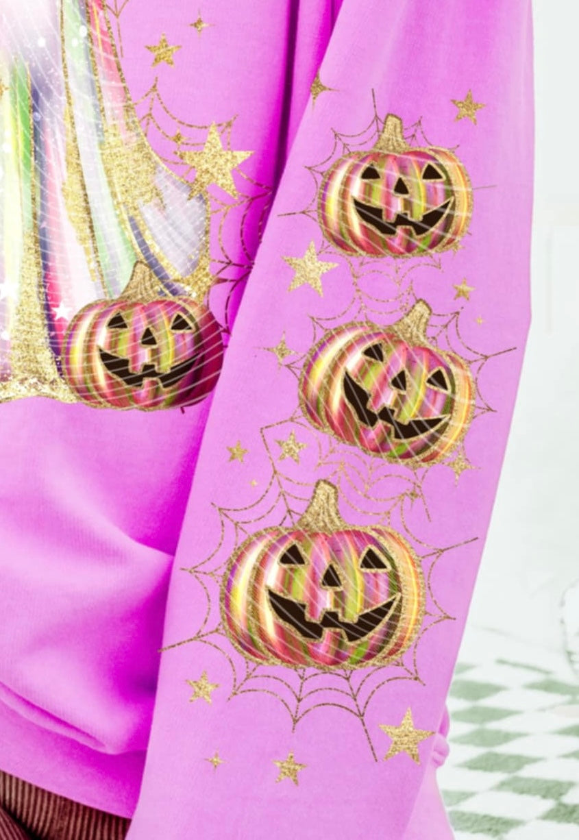 Gold Ghost Pumpkin SLEEVE AG DTF transfer