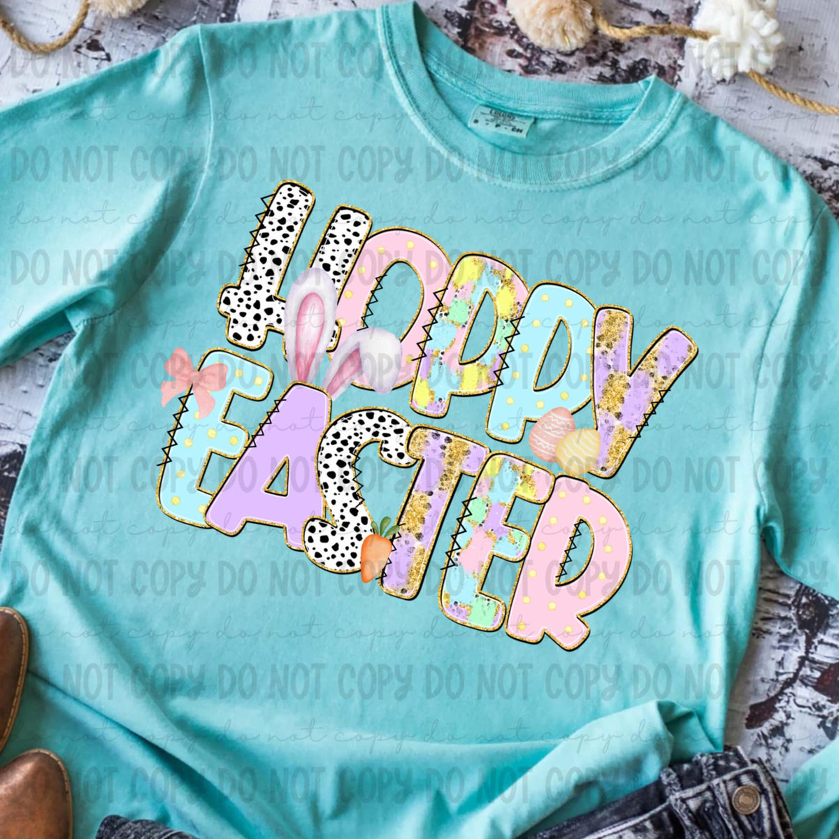 Hoppy easter pastel with bunny ears (REVEL) 91234 DTF transfer