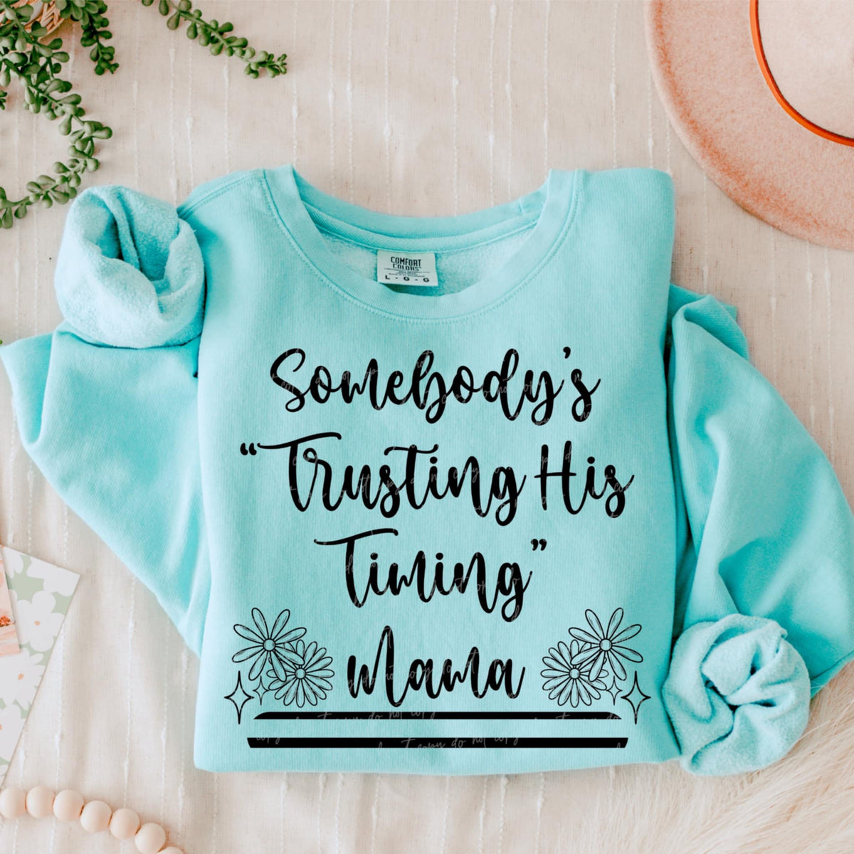 Somebody’s “trusting his timing” mama BLACK (VIRGO) 90804 DTF transfer