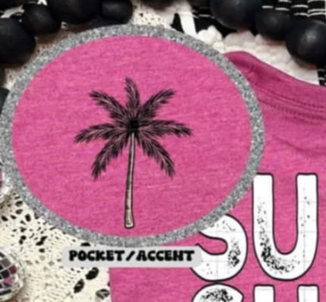 Summer stacked palm tree pocket (Linda) 106662 DTF transfer