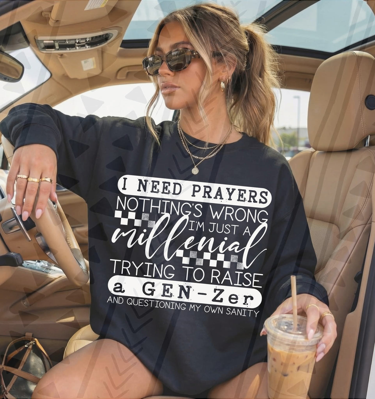 I need prayers millennial WHITE (TGG) DTF Transfer