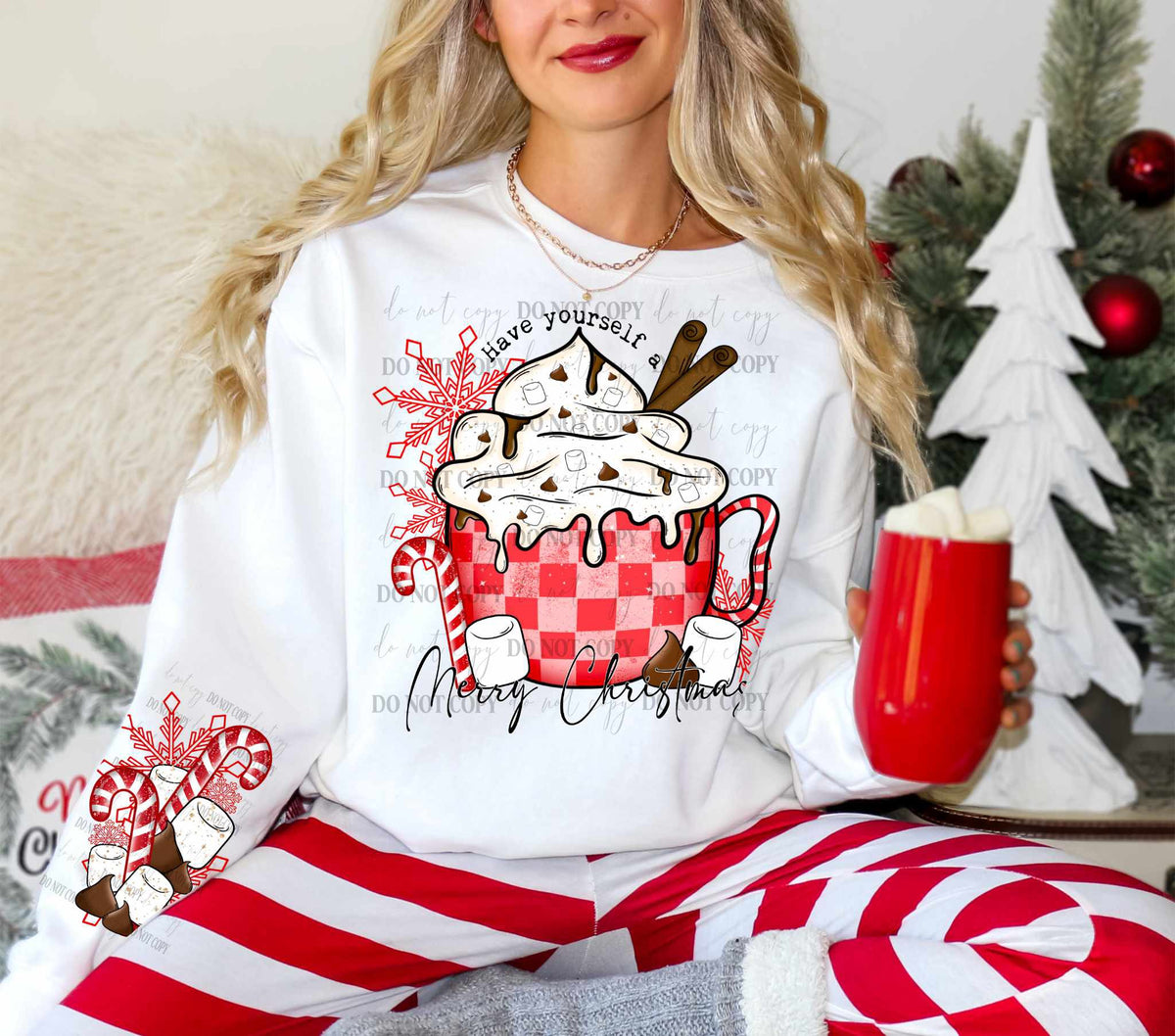 Have yourself a merry Christmas red checkered cup 70182 DTF transfer