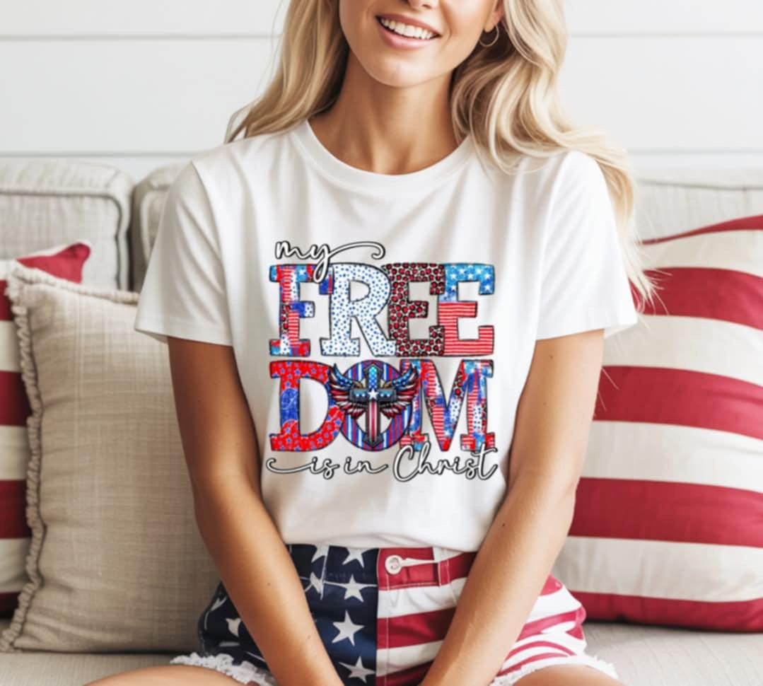 My freedom is with Christ 100458 DTF transfer