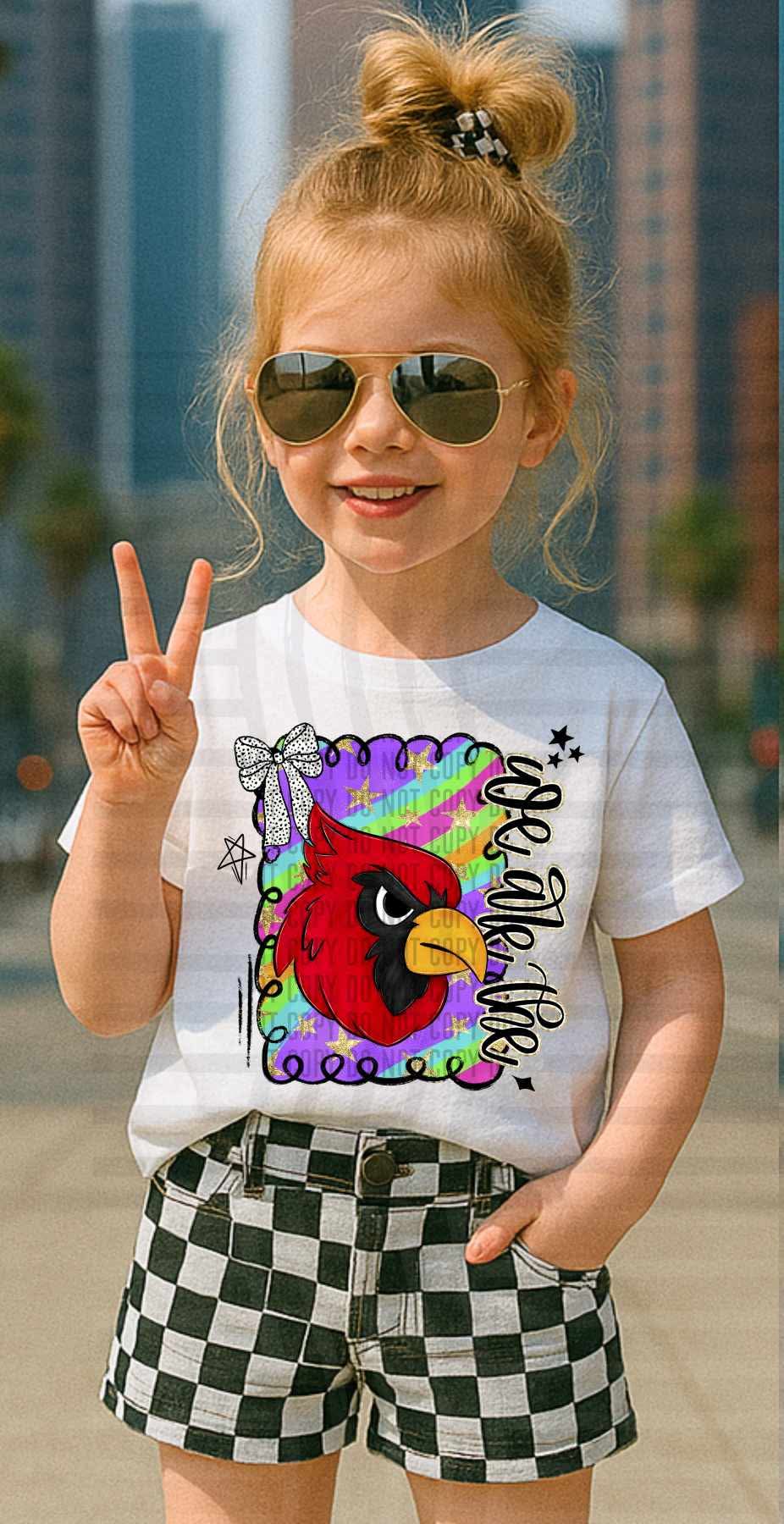 We are the Cardinals Preppy Swirl Mascots (Caplinger) DTF transfer