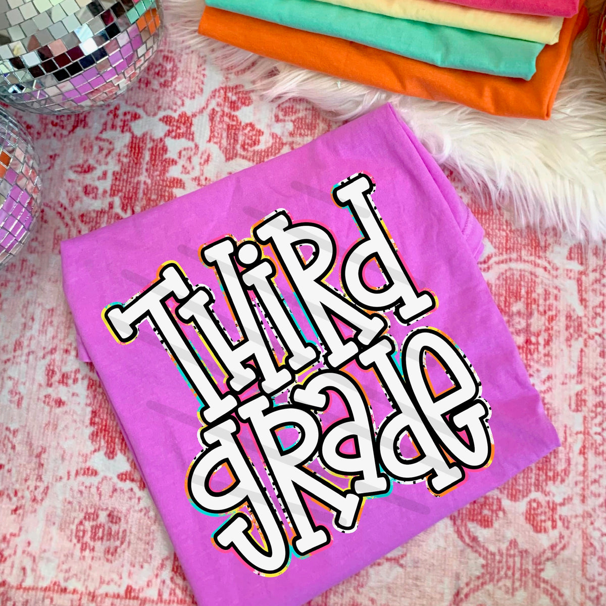 Third Grade rainbow and Dalmatian dots (saved) 114434 DTF transfer