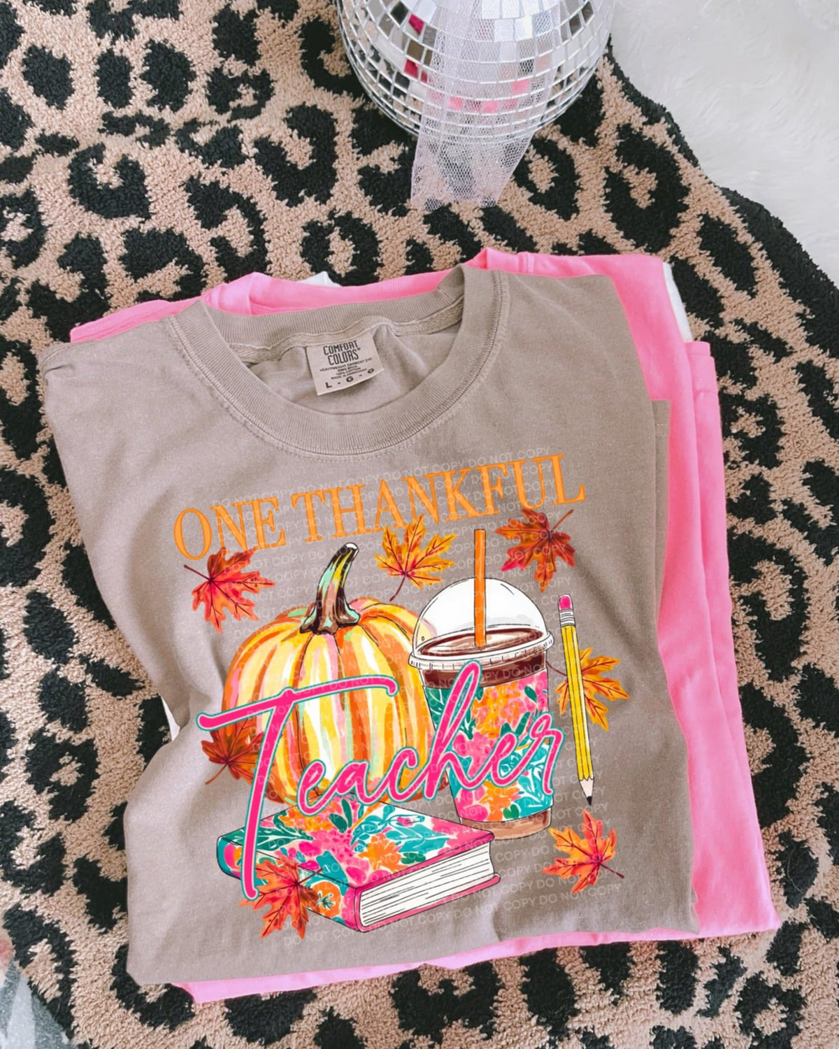 One Thankful Teacher with pumpkins and books 111730 DTF transfer