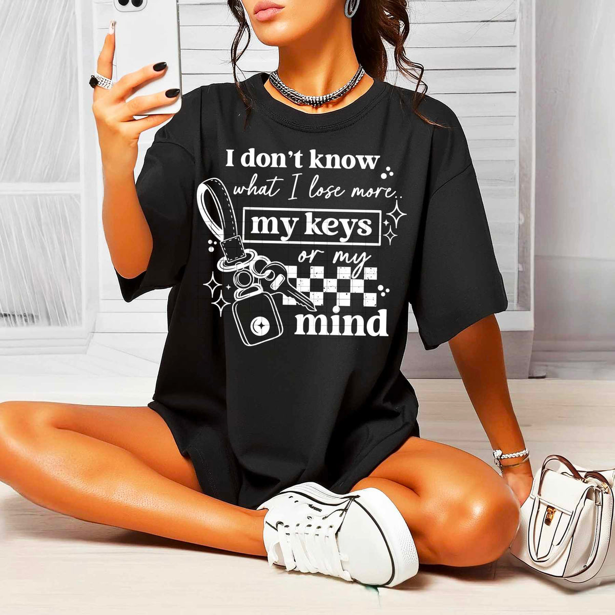 I don’t know what I lose more my keys or my mind WHITE (CSC) 82428 DTF transfer