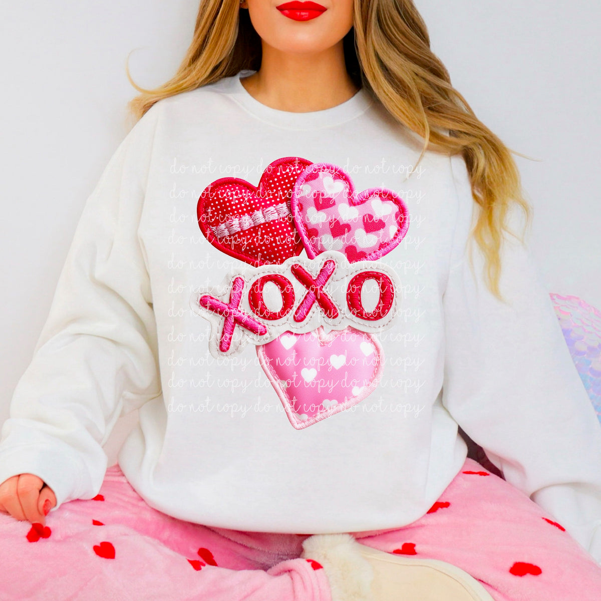 Faux Yarn heart cherries DTF transfer