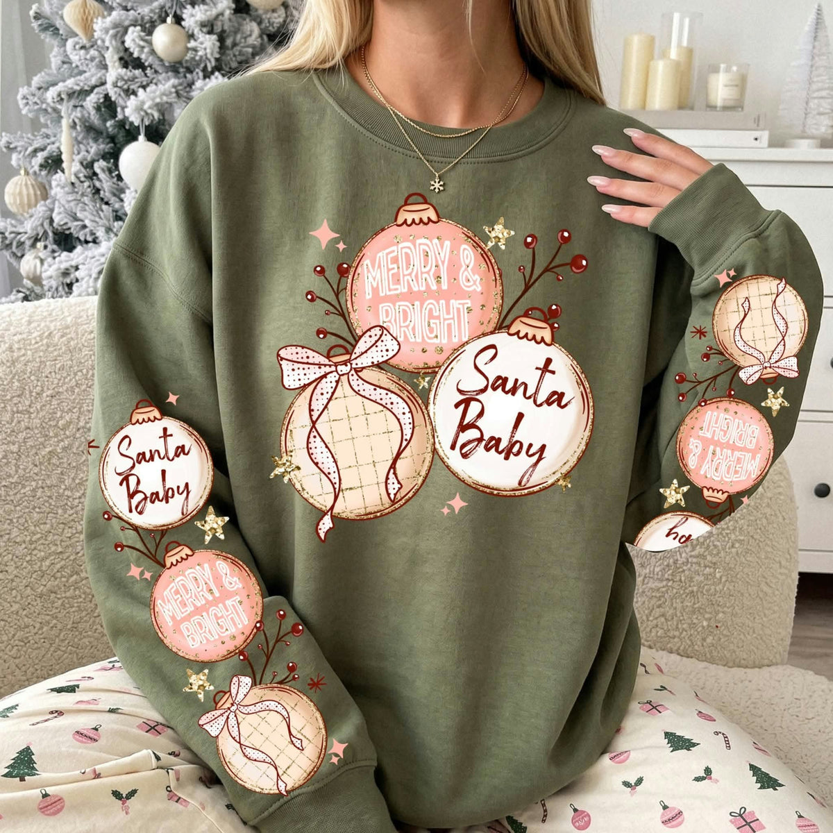 Christmas saying ornaments SET OF 2 SLEEVES (CSC) Sunday Special DTF transfer