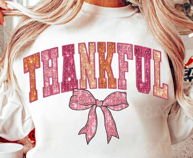 Thankful glittery 109849 DTF transfer