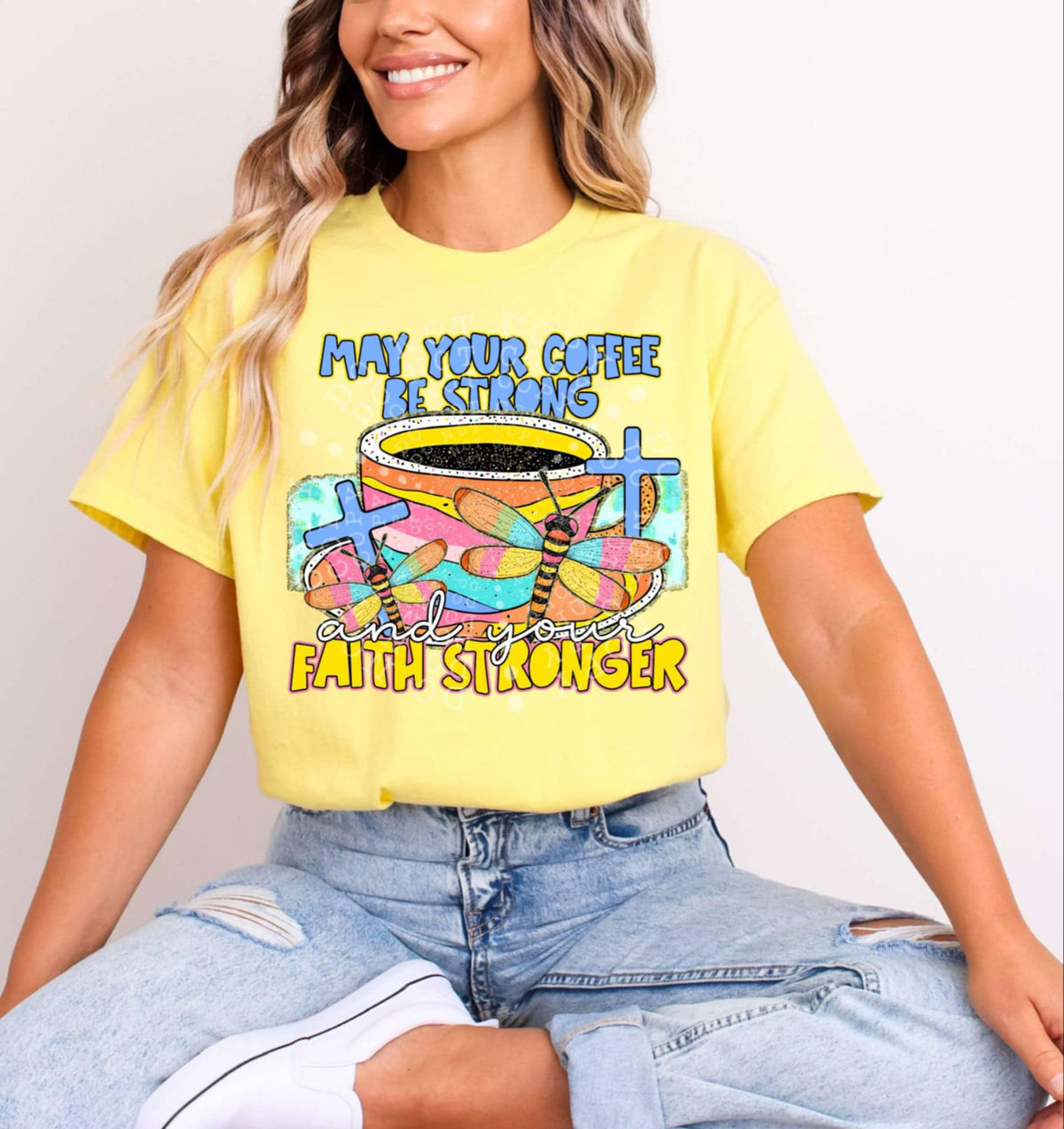 May your coffee be strong and your faith stronger 99399 DTF transfer