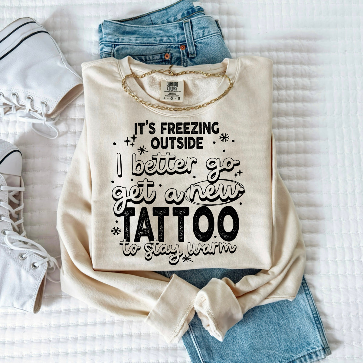 New tattoo to stay warm (black) (CSC) DTF Transfer