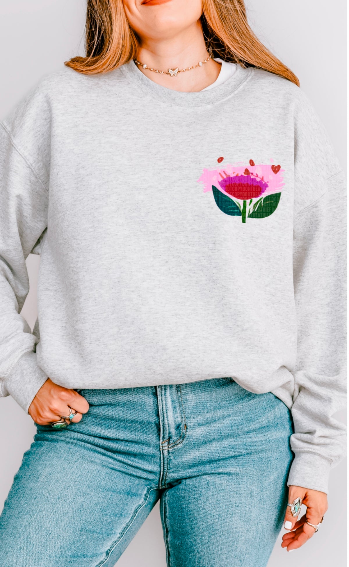 Jesus loves you pink flower pocket 95374 DTF transfer