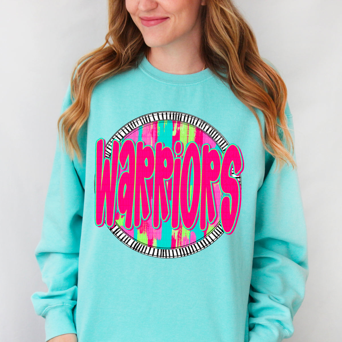 Warriors pink font circle 106210 DTF transfer