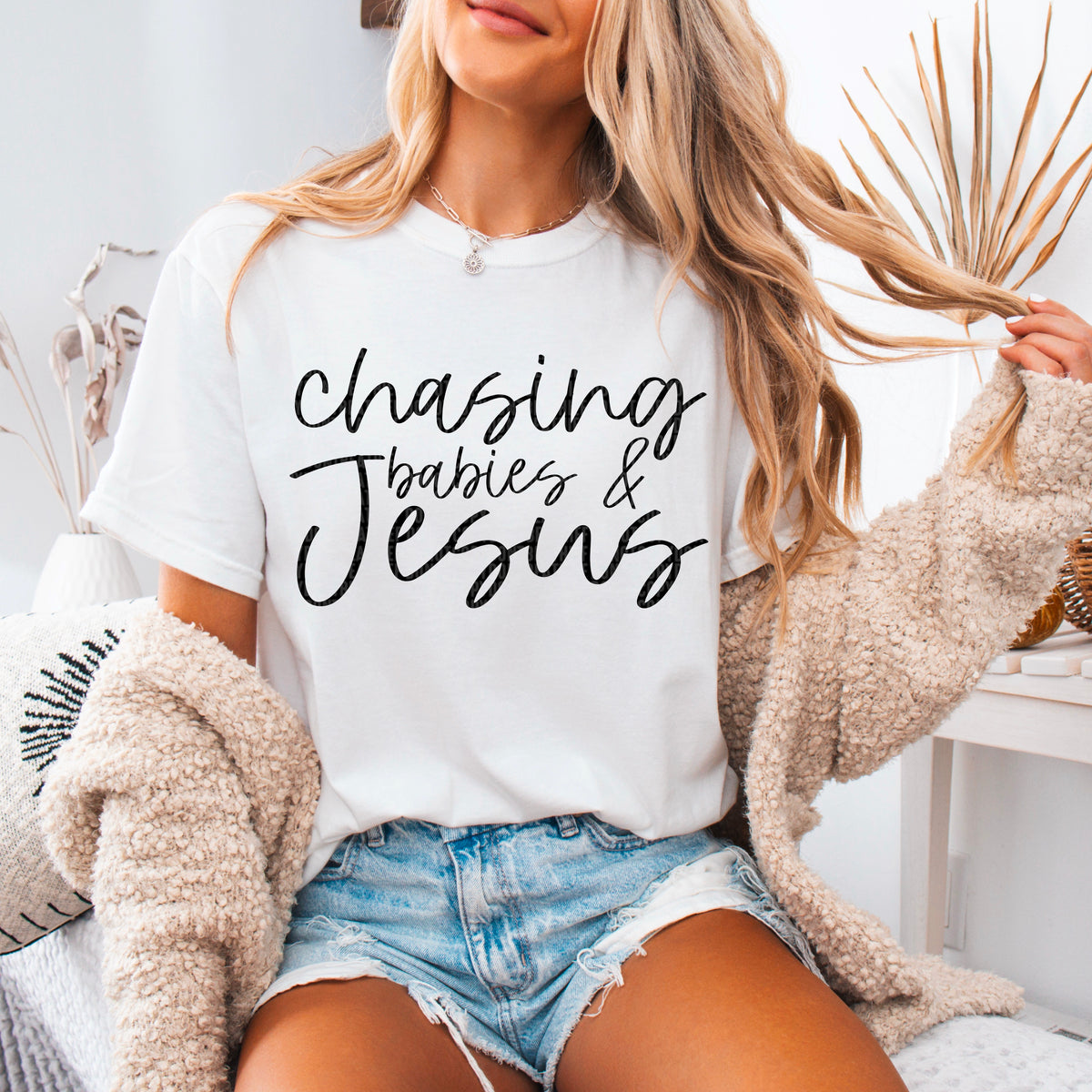 Chasing babies & Jesus black font 93590 DTF transfer