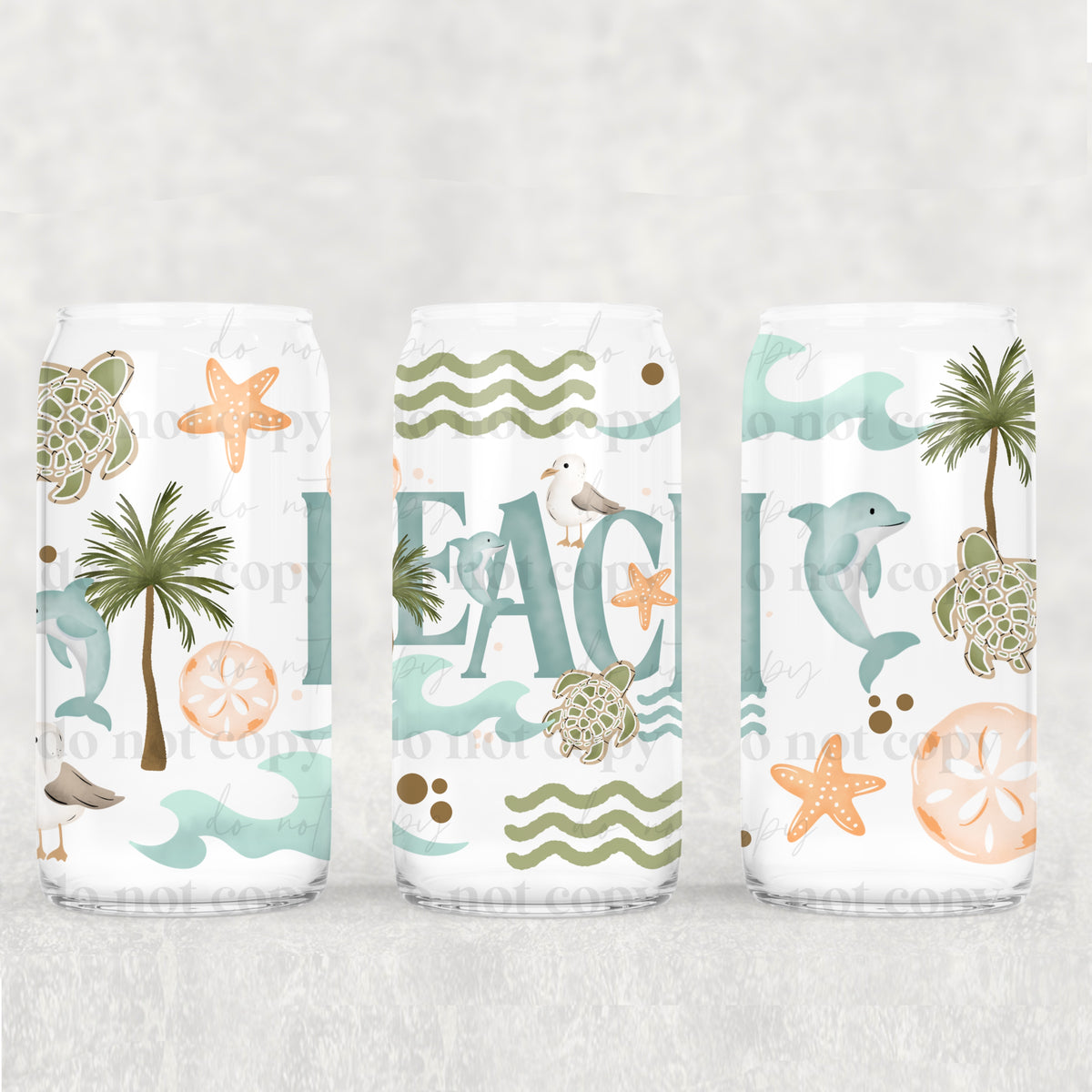 Beach with green wavy lines (CSC) UV DTF WRAP
