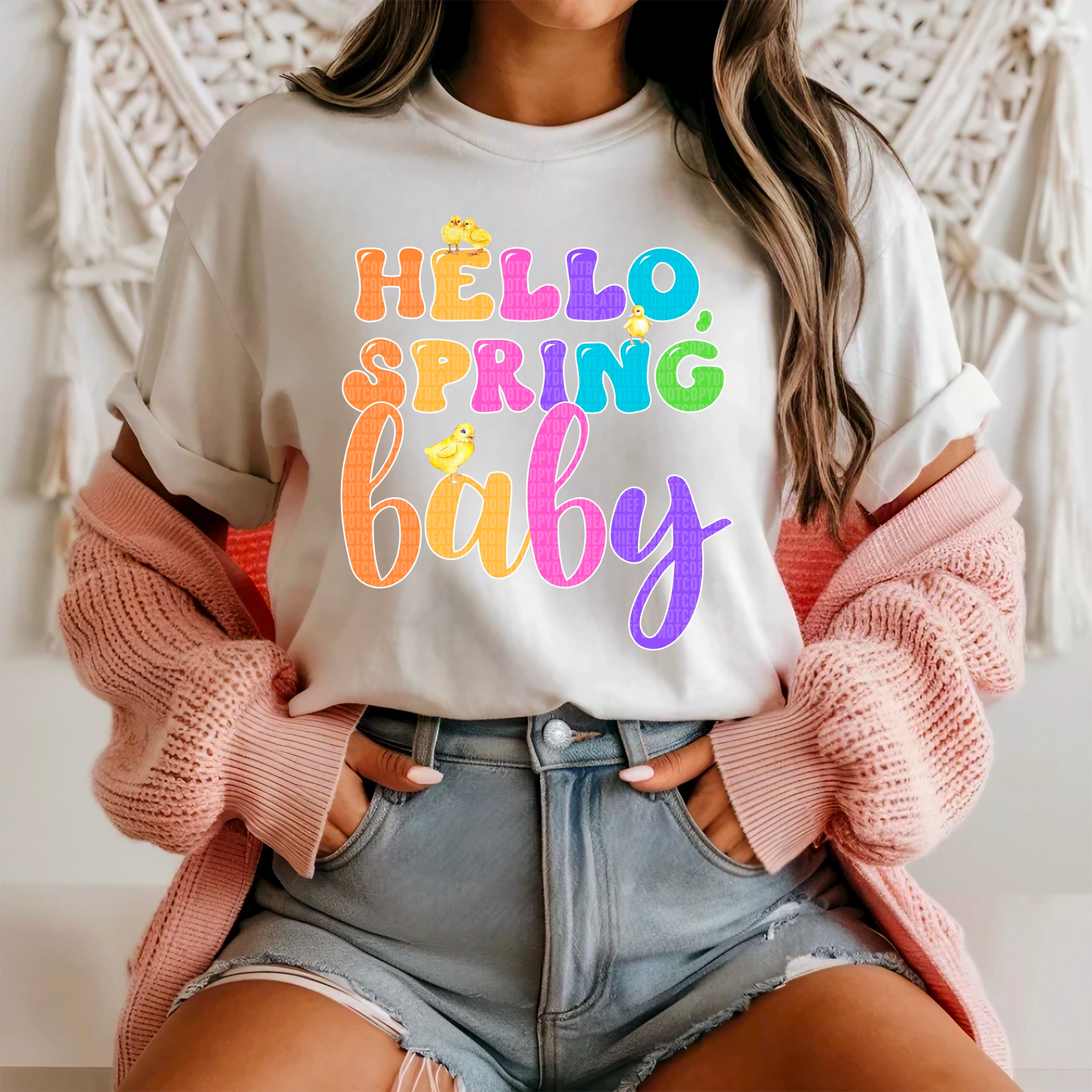 Hello spring baby 91727 DTF transfer – Mud & Grace Transfers