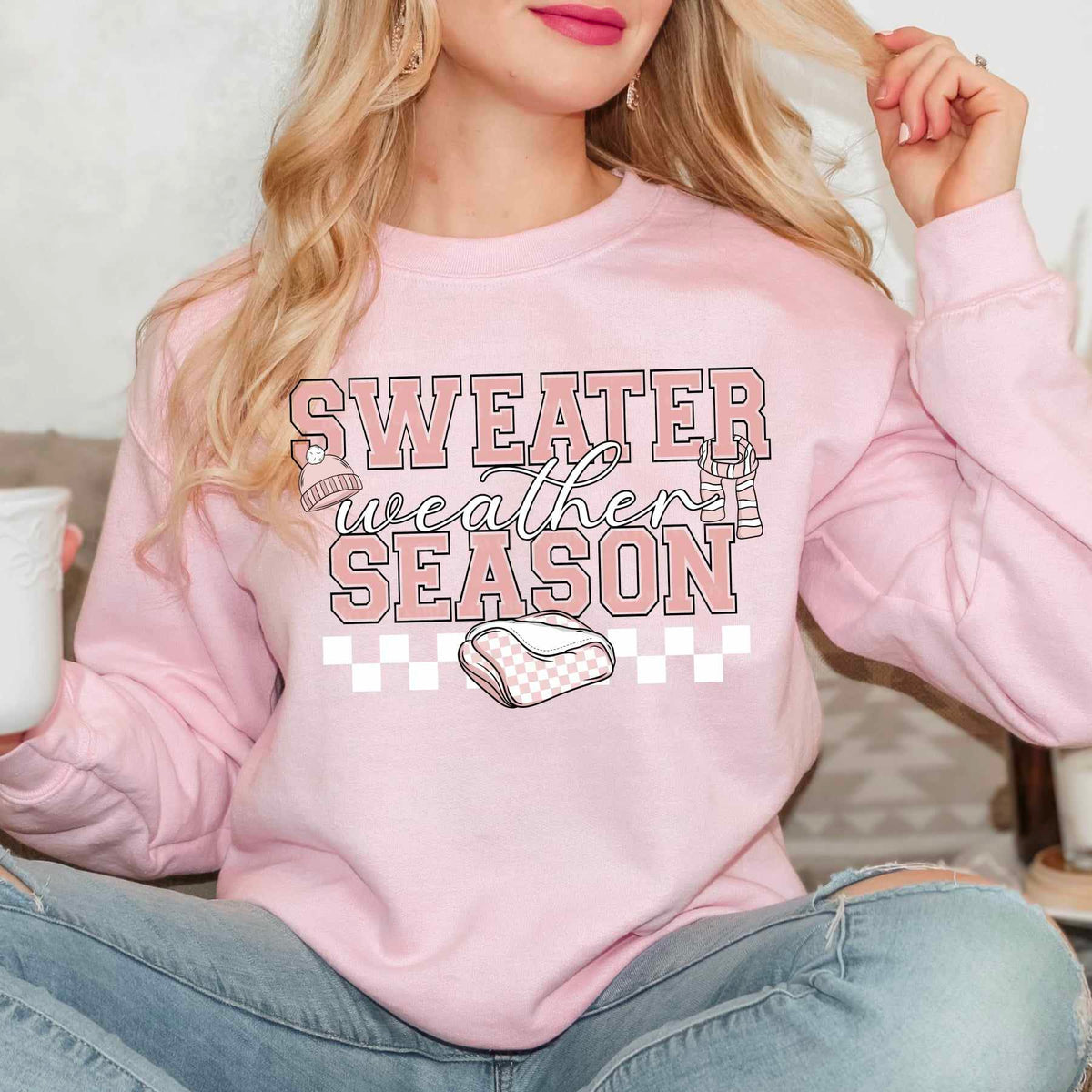 Sweater weather season pink font (CSC) 65684 DTF transfer
