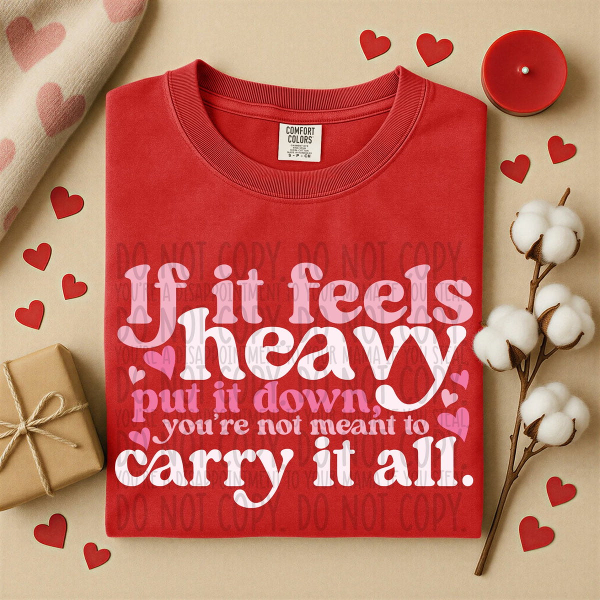 If it feels heavy (pink red and white) (SWD) DTF transfer