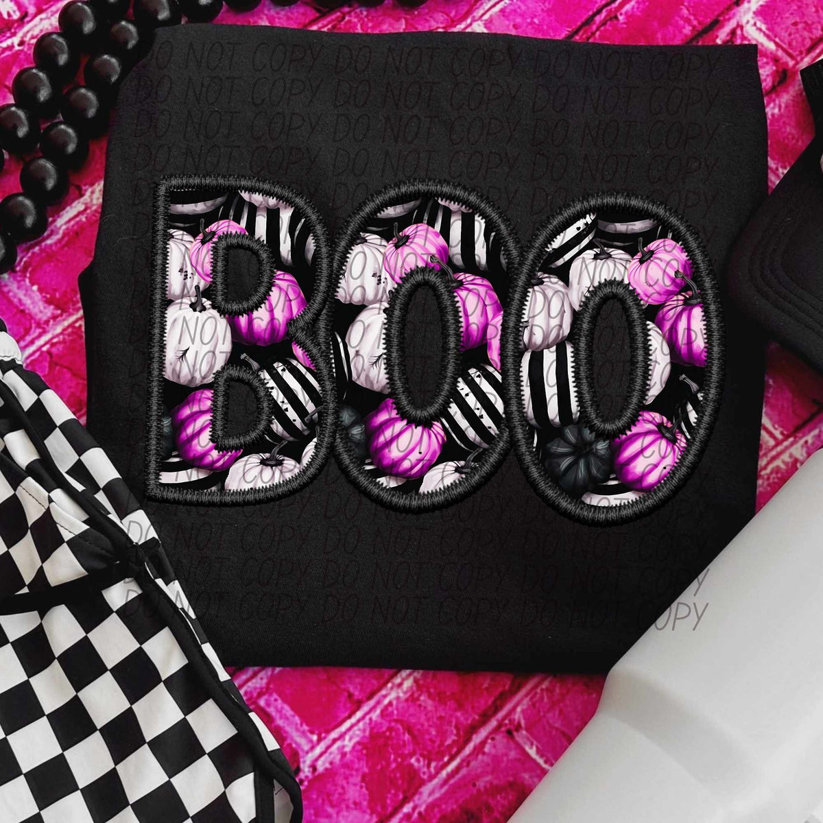 Boo black outline pink pumpkins (CITY) 55915 DTF transfer
