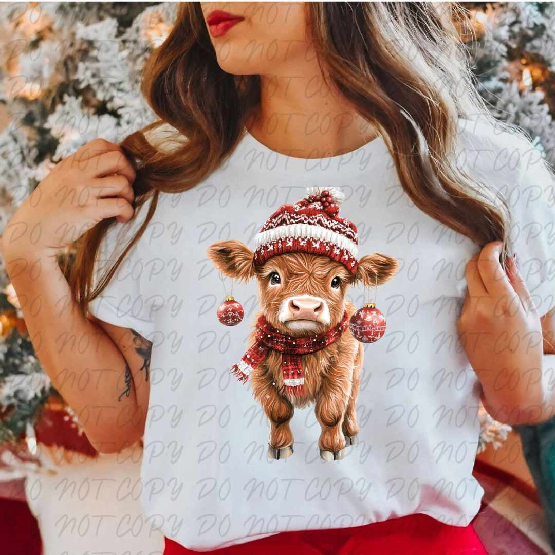 Shaggy cow with ornaments (vintage) 67311 DTF transfer