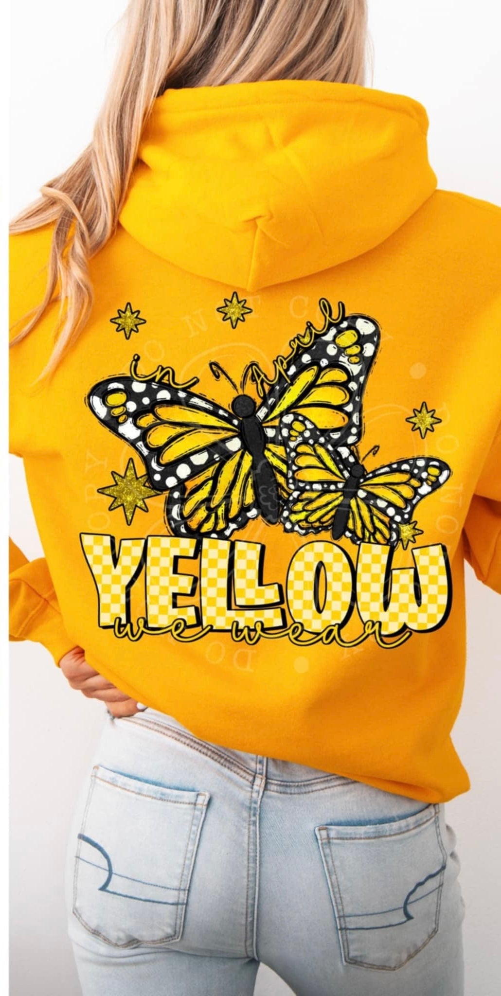 In April we wear yellow butterfly 85809 DTF transfer