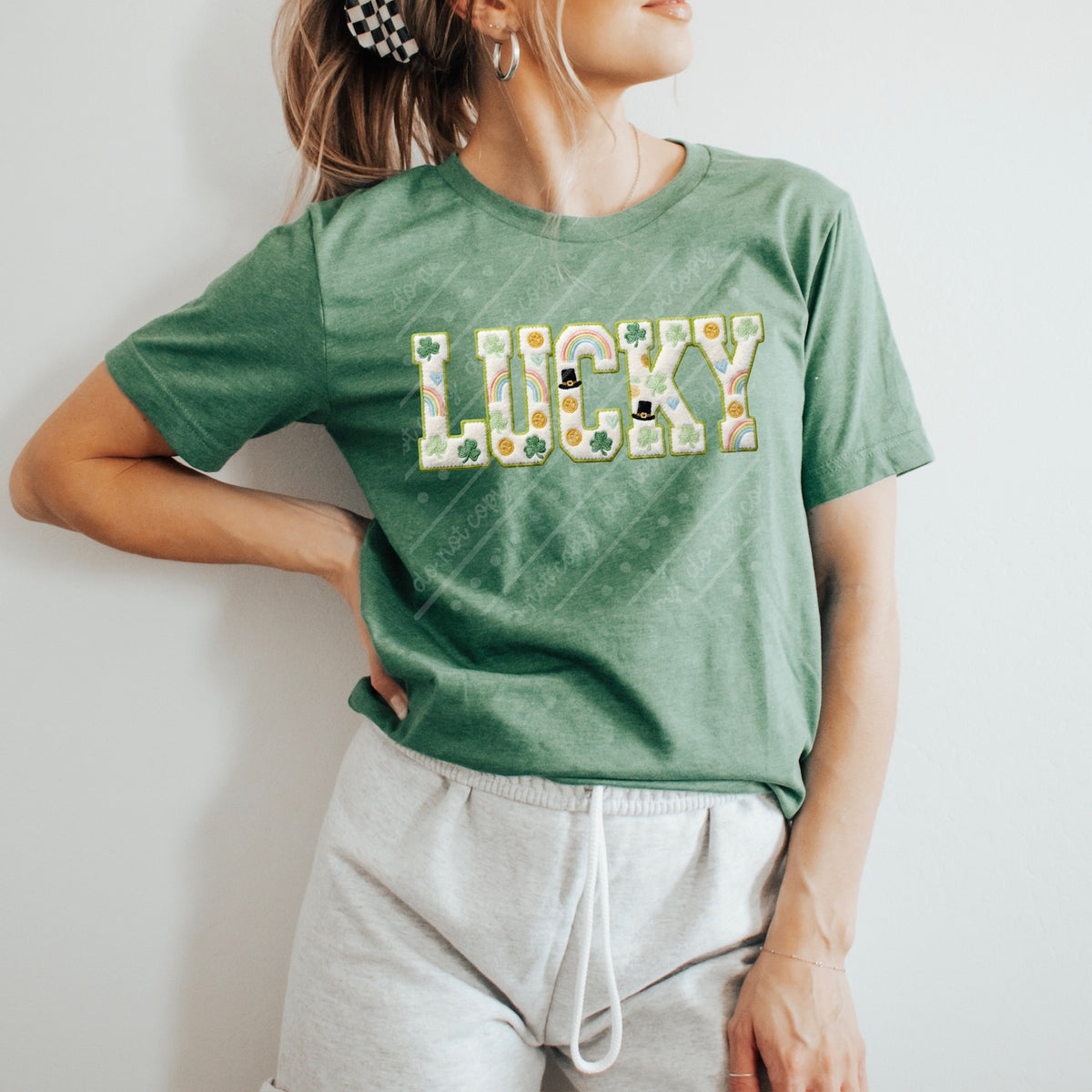 Lucky varsity font DTF transfer