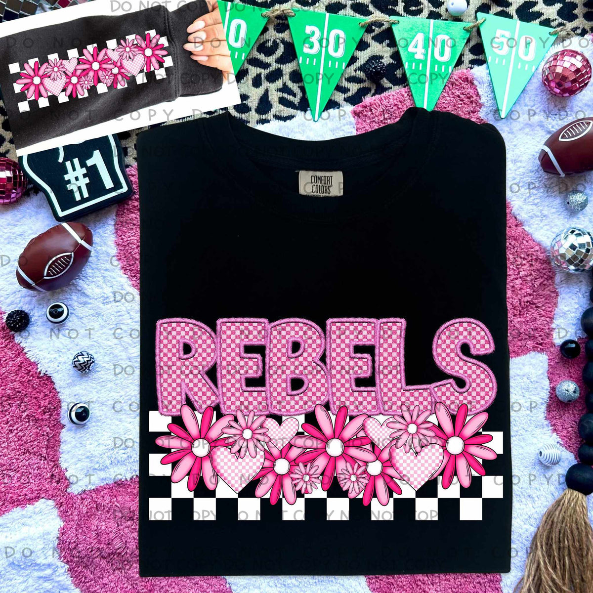 Rebels pink checkered (caplinger) 77845 DTF transfer