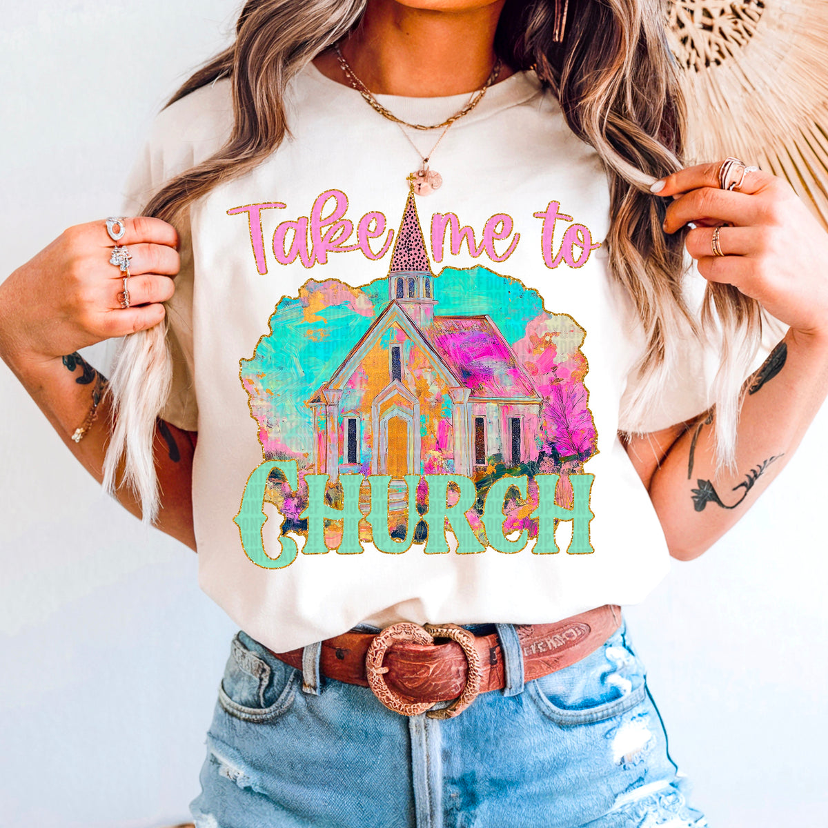 Take me to church watercolor 97637 DTF transfer