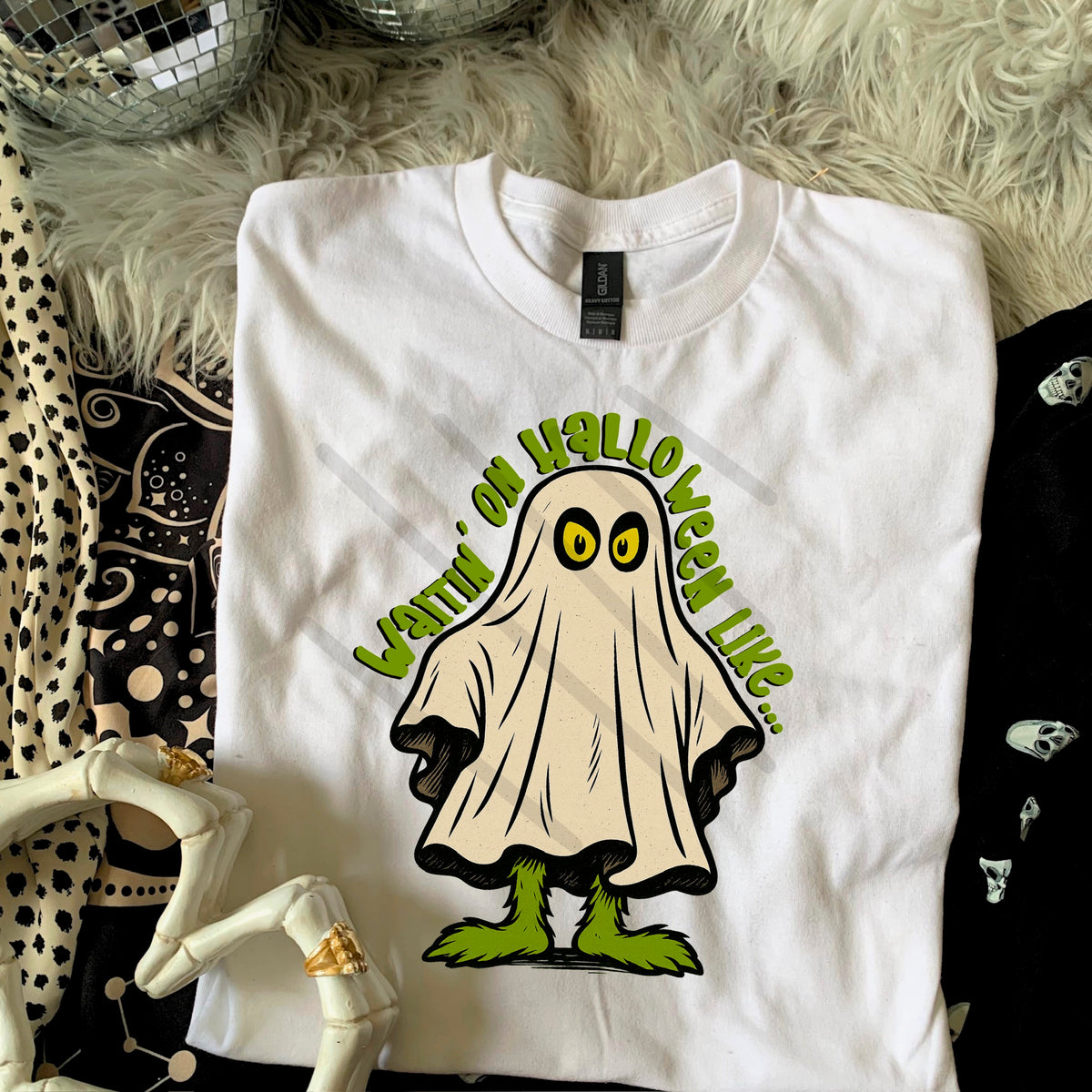 Waiting on Halloween like Green Monster Ghost 110703 DTF transfer