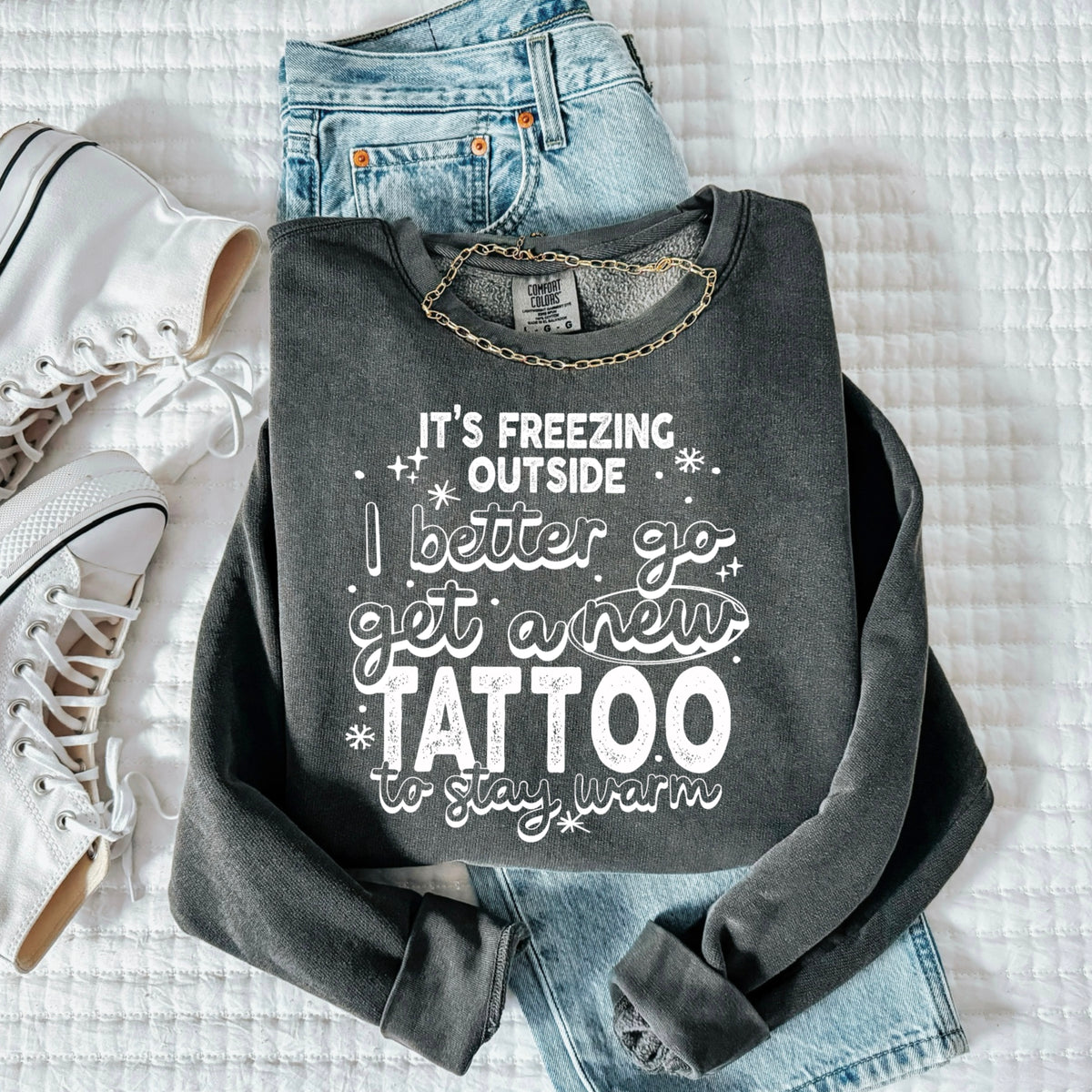New tattoo to stay warm (white) (CSC) DTF Transfer
