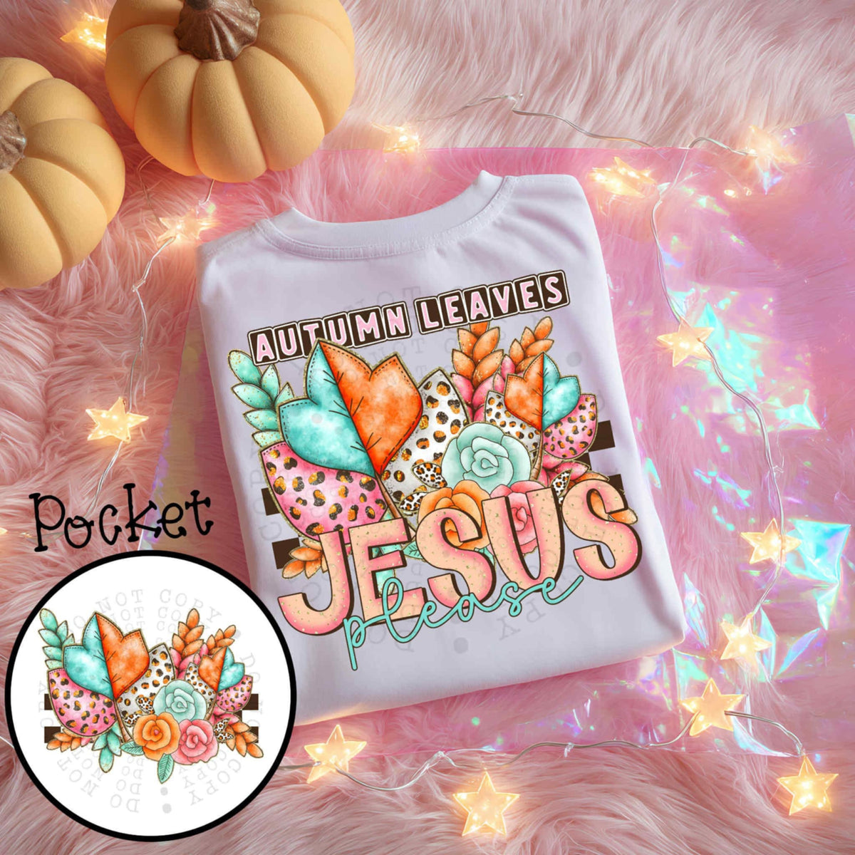 Autumn leaves Jesus please BACK 107287 DTF transfer