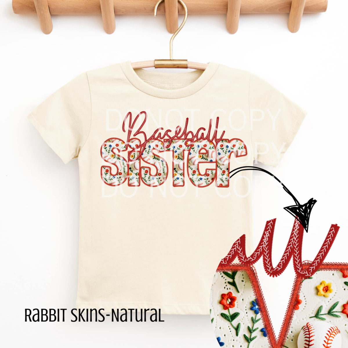 Baseball sister embroidery (CSG) 95643 DTF transfer
