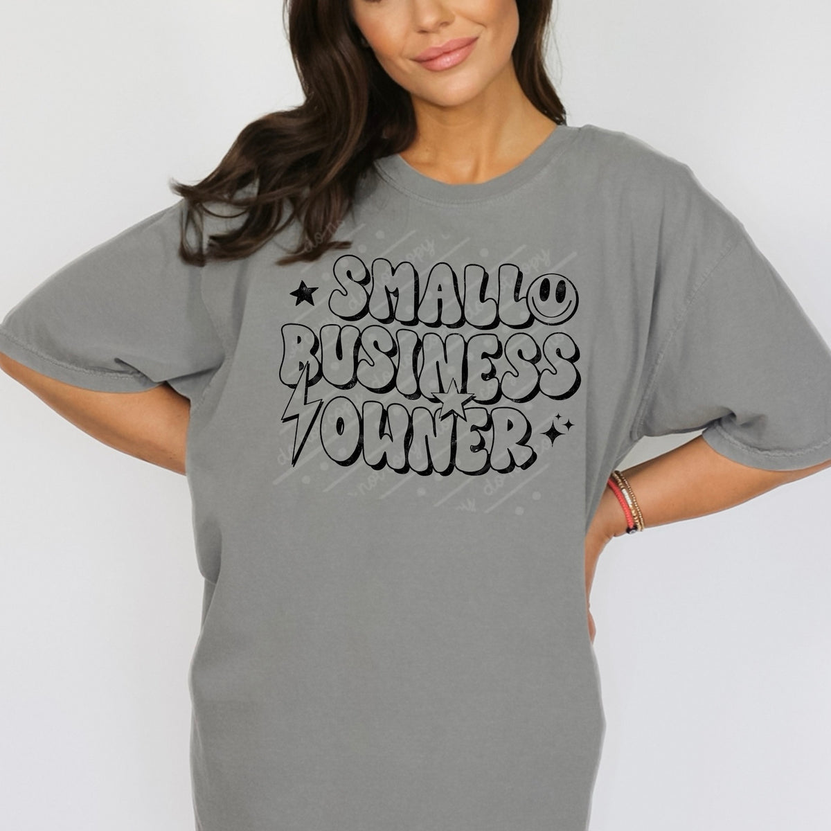 Small business owner with happy face (black) (scarlow) DTF Transfer