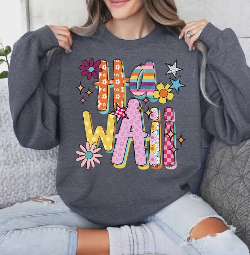 Hawaii colorful stars and flowers (S&G) DTF Transfer