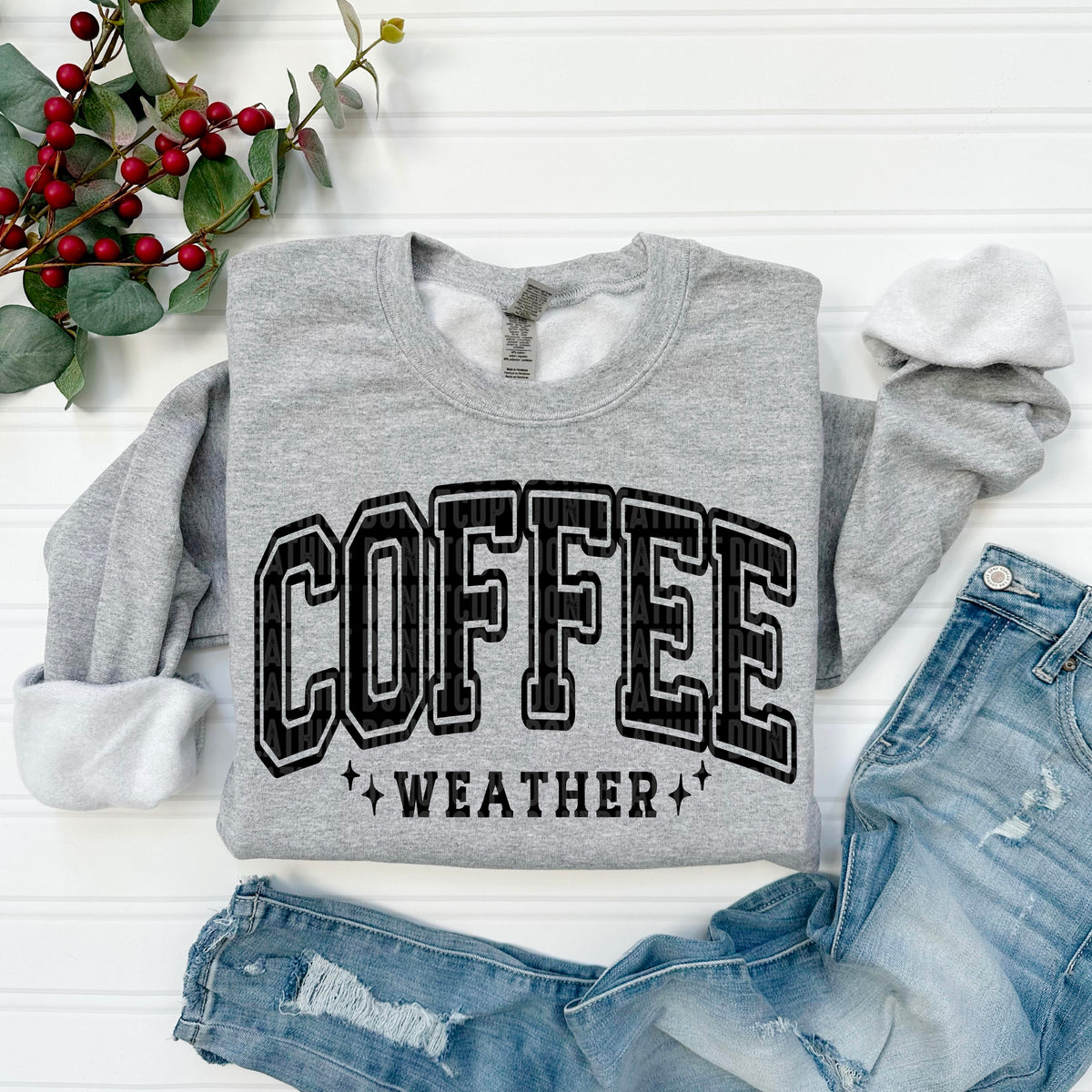 Coffee Weather Varsity (BLACK) 113381 DTF transfer