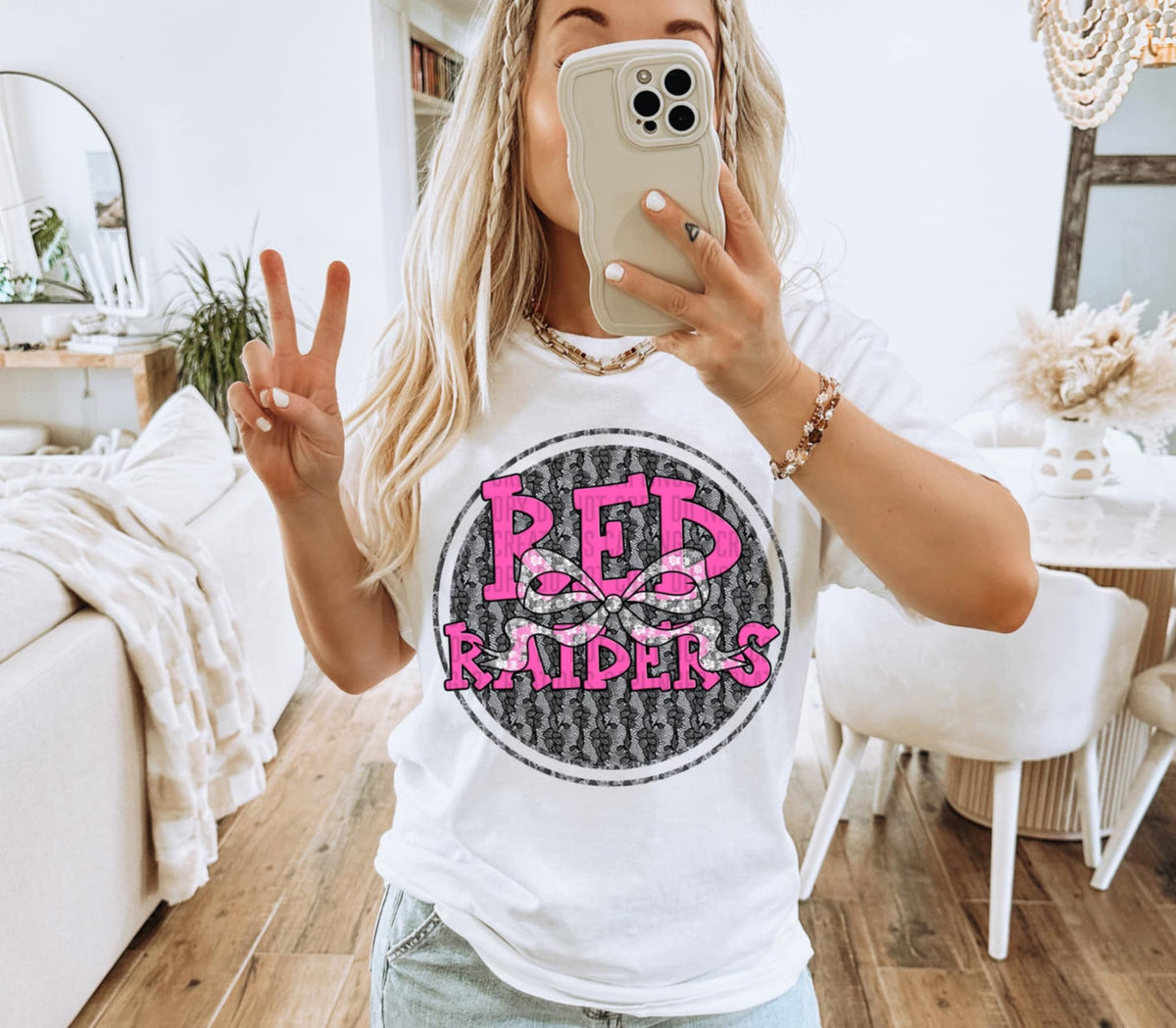 Red raiders pink font circle (Caplinger) 87591 DTF transfer