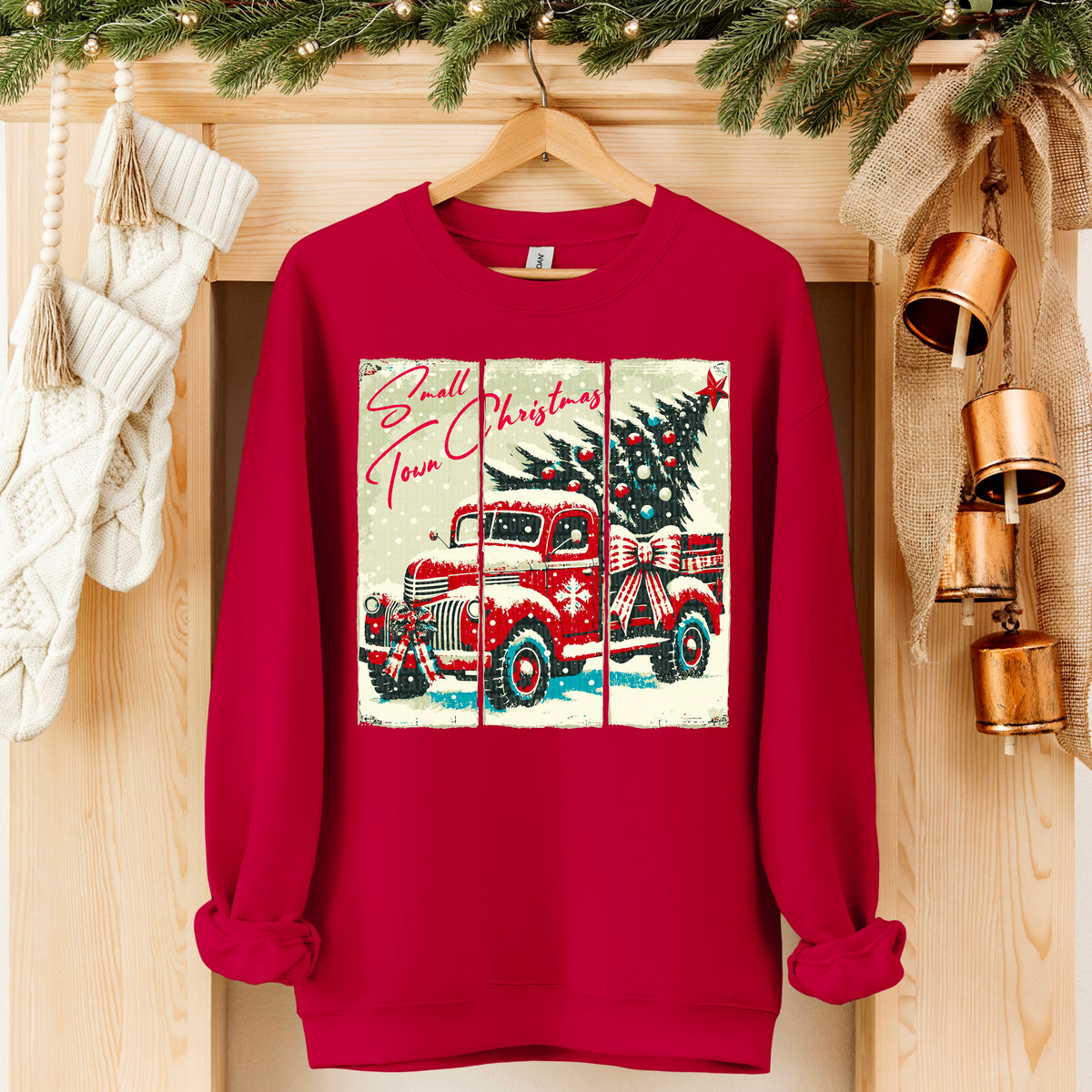 Small Town Christmas Red Truck 113363 DTF transfer